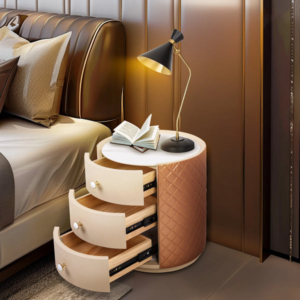 Round Bedside Nightstand Table