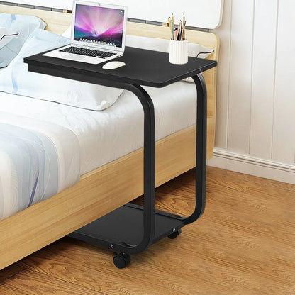 Rolling c-shaped laptop side table