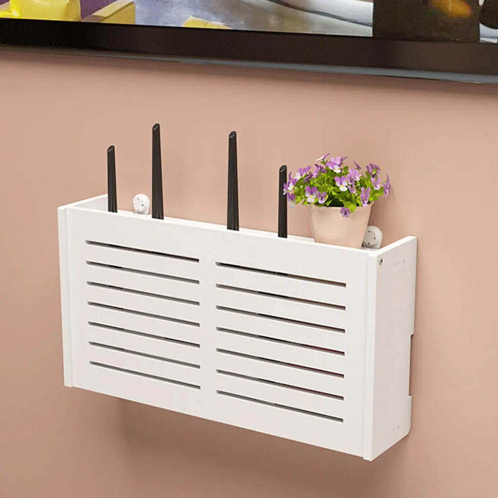 Wall mounted wireless router rack