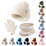 Thermal Warm Soft Winter Hat Scarf Gloves Set
