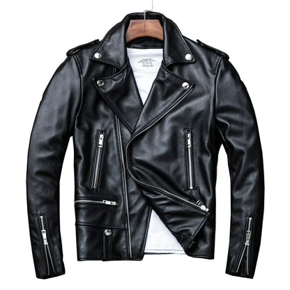 Genuine leather slim fit jacket