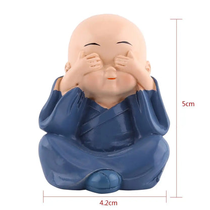 4 mini buddha monks resin figurines