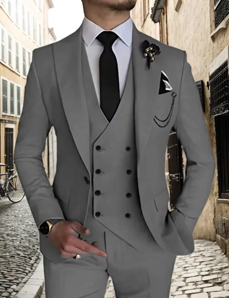 Men's peak lapel business 3piece blazer