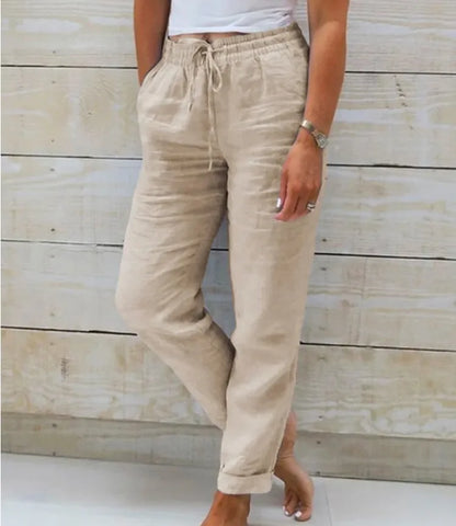 Women's high waist elastic casual trousers