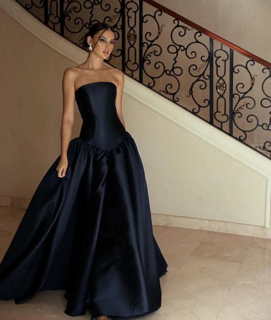 Elegant strapless a-line party evening dress