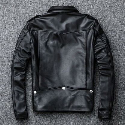 Genuine leather slim fit jacket