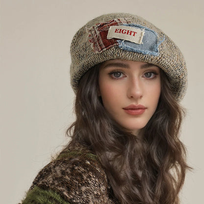 Solid wool felt fabric beret