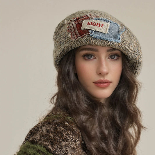 Solid wool felt fabric beret