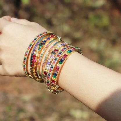 14K Gold Color Zircon Rainbow Bracelet