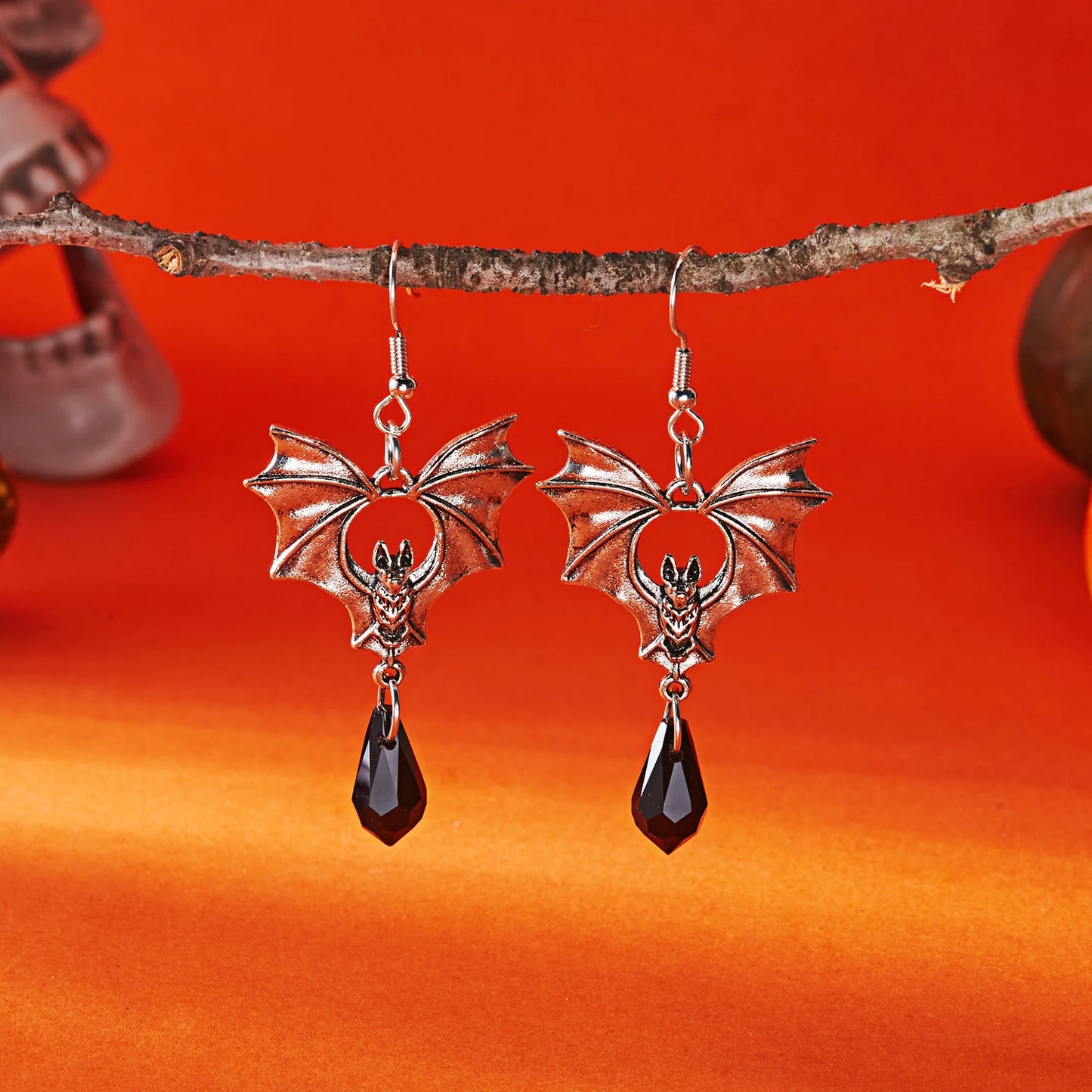 Gothic Vampire Bat Halloween Pendant Earring