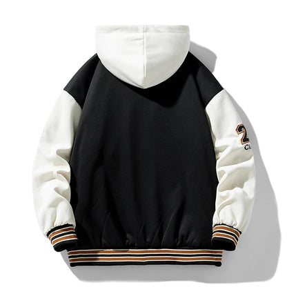 Hip hop zipper hooded jacket
