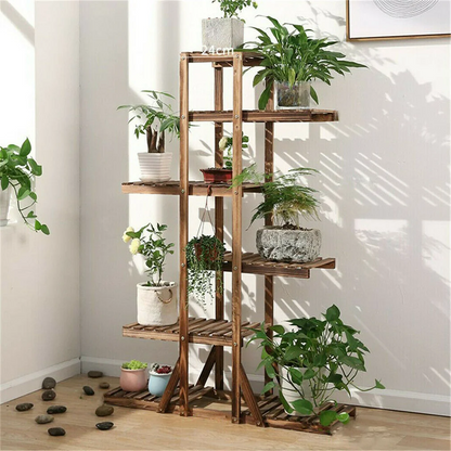Wood plant stand corner shelf flower rack