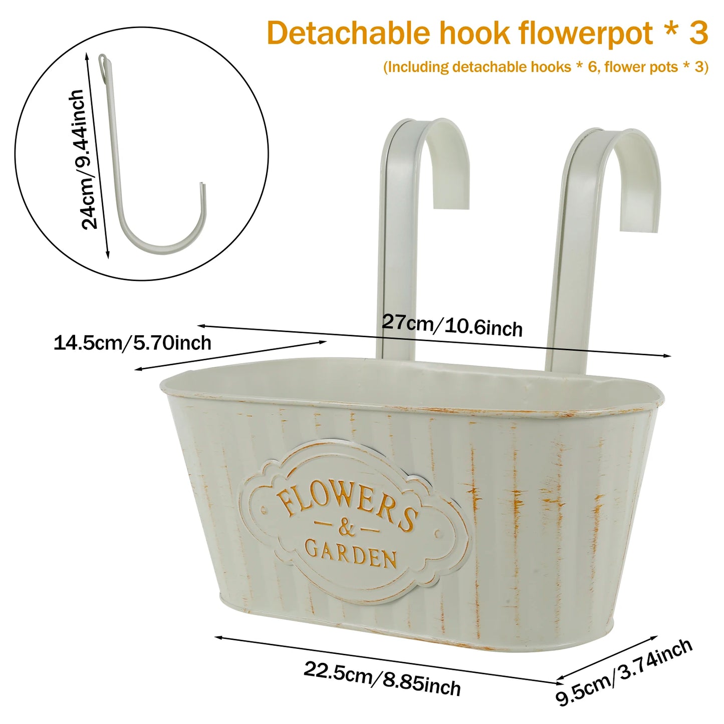Hanging flower pot metal iron wall planter