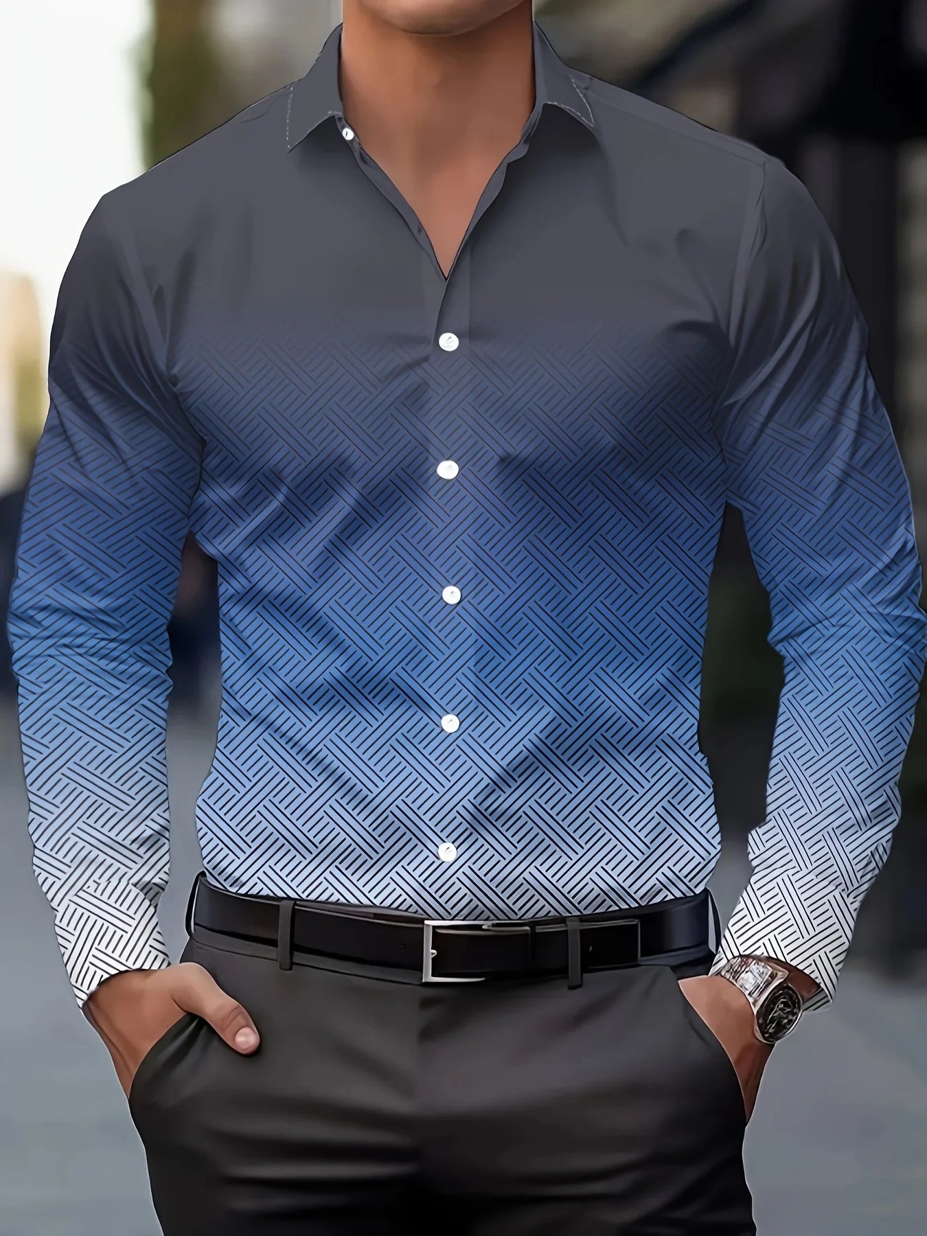 Comfortable striped soft lapel shirt