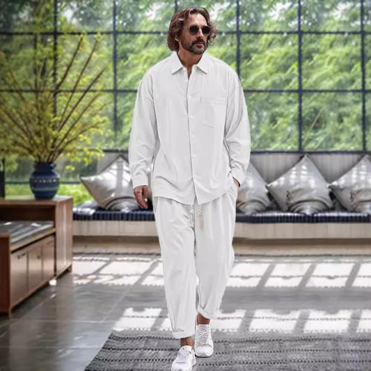 Men's cotton linen 2 piece sets