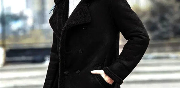 Faux Leather Long Sleeve Turndown Collar Coat