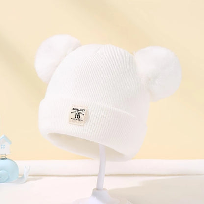 Baby warm knitted hats with pom