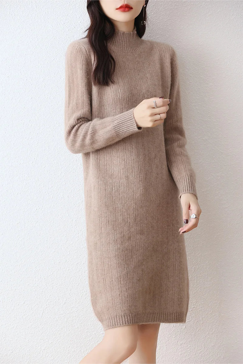 Autumn women's round neck thick dress