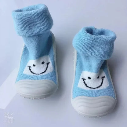 Rubber sole cartoon toddler socks shoes