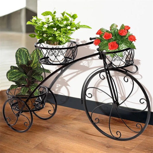 Wrought iron tricycle planter