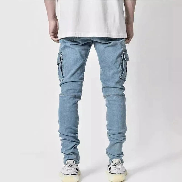 Multi Pockets Elastic Denim Jeans
