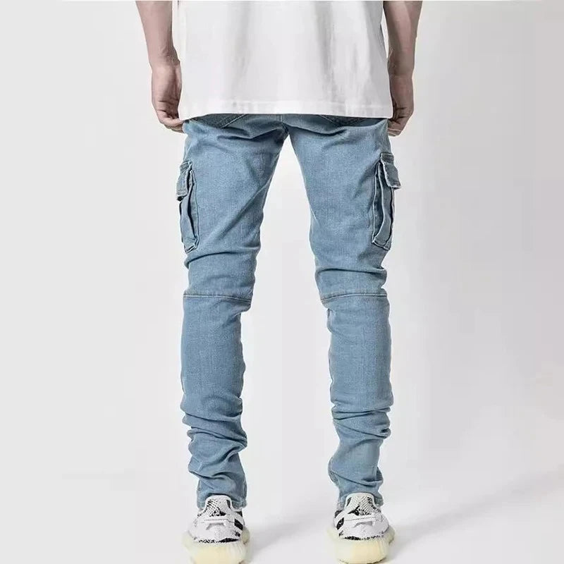 Multi Pockets Elastic Denim Jeans