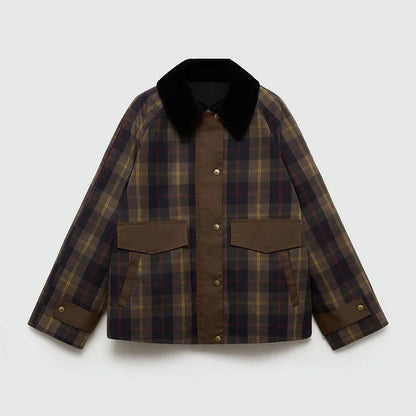 Fashion plaid patchwork women's jacket
