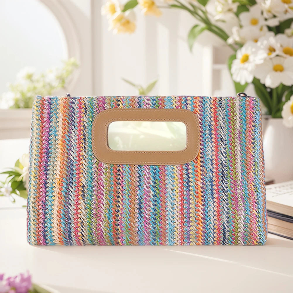 Women's straw woven raffia bag