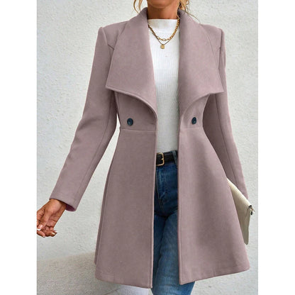 Long sleeve lapel button-up work coat