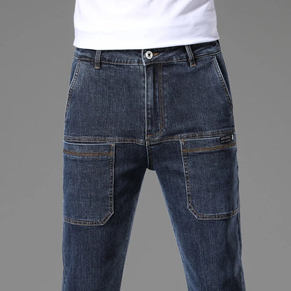 High elasticity slim mid-waist jeans