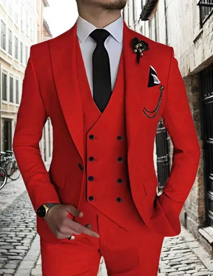 Men's peak lapel business 3piece blazer