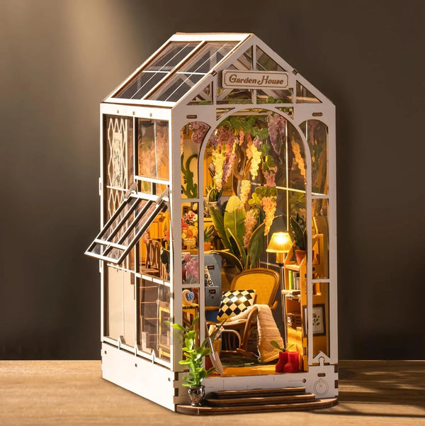 Garden Shed DIY Book Nook Kit with Furniture and LED Lamp