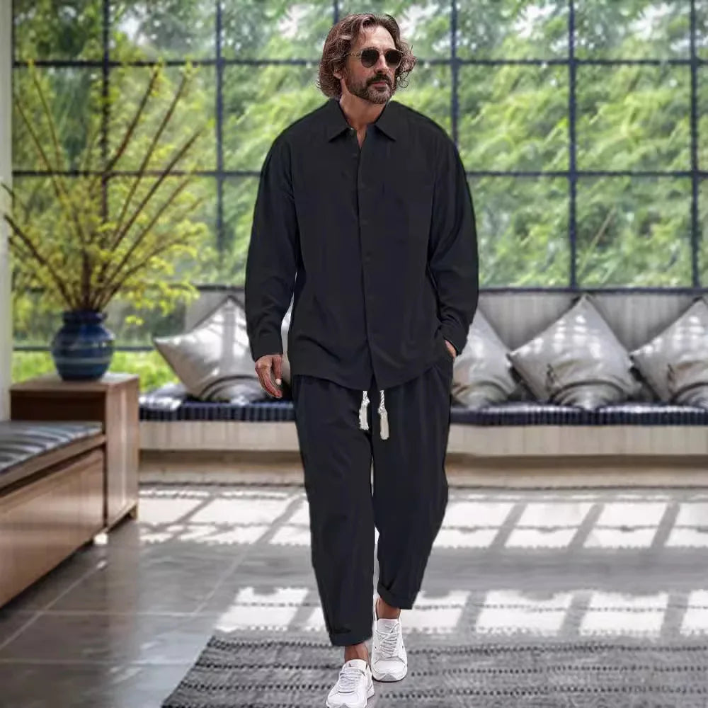 Men's cotton linen 2 piece sets