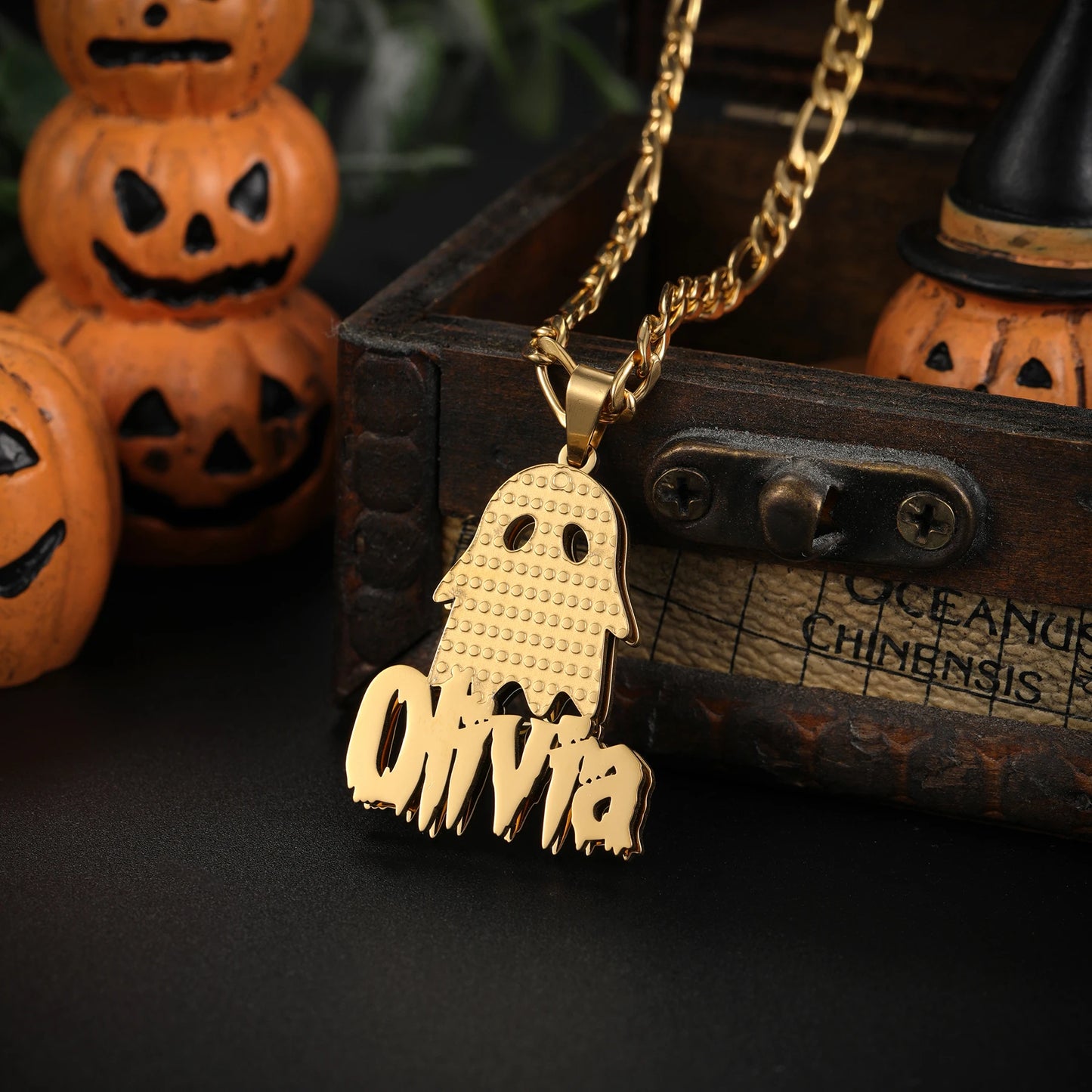 Halloween Double Layer Nameplate Necklace