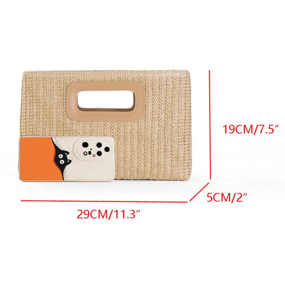 Women's straw woven raffia bag