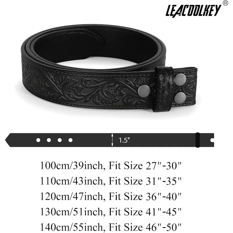 Floral engraved embossed leather belt strap