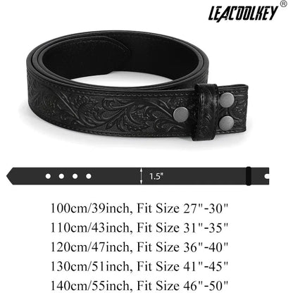 Floral engraved embossed leather belt strap