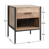 Metal Frame Wood Industrial Bedside Table