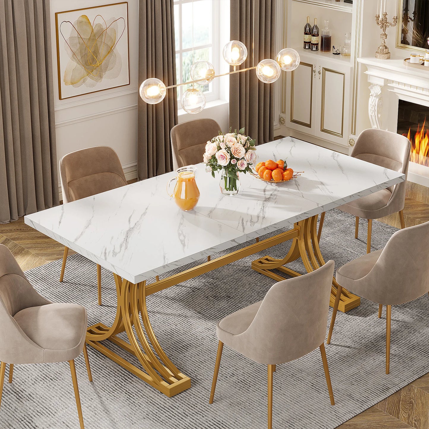 63-inch rectangular dining table