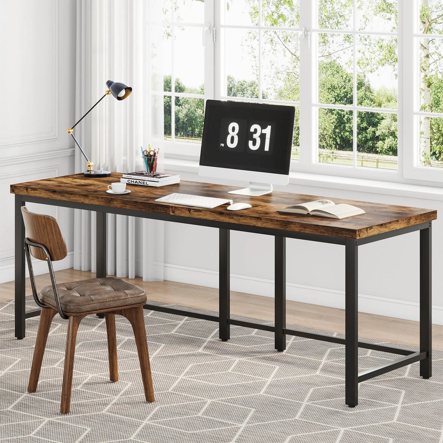 Large office double computer desk