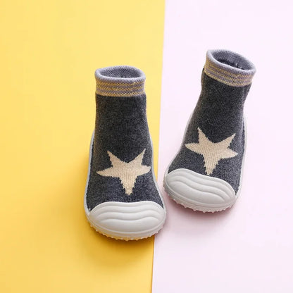 Rubber sole cartoon toddler socks shoes