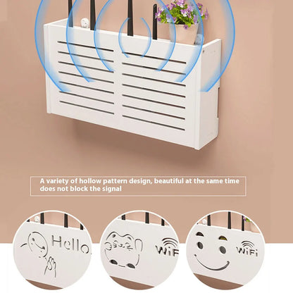 Wall mounted wireless router rack
