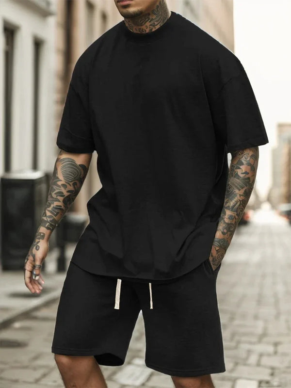 Loose Solid Color Casual T-Shirt Suit
