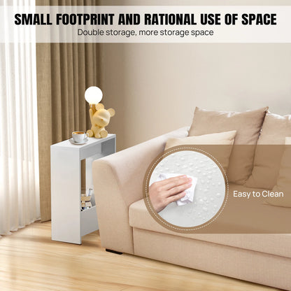 Narrow side table with storage shelf
