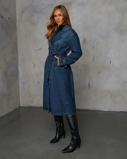 Temperament denim trench coat
