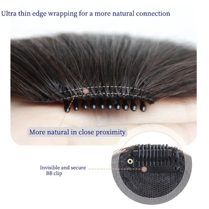 Synthetic fake bangs in hair extensions