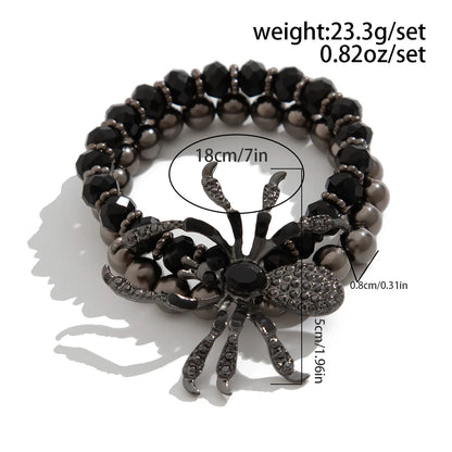 Gothic Black Spider Beads Halloween Bracelet