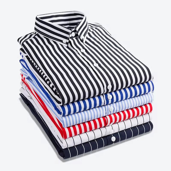 Men's Striped Casual Long Sleeve Slim Fit Shirt