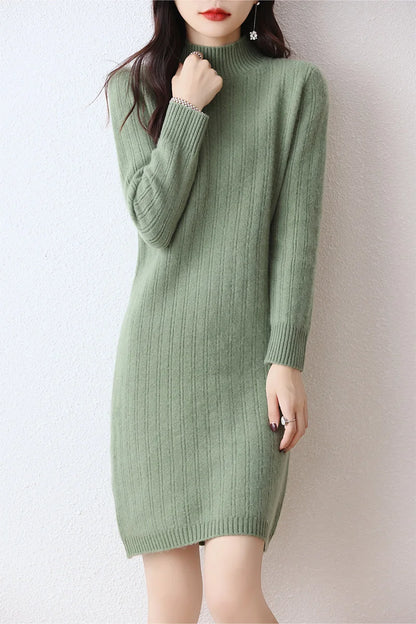 Autumn women's round neck thick dress