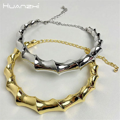 Heavy Exaggerated Metal Twisted Choker Necklace